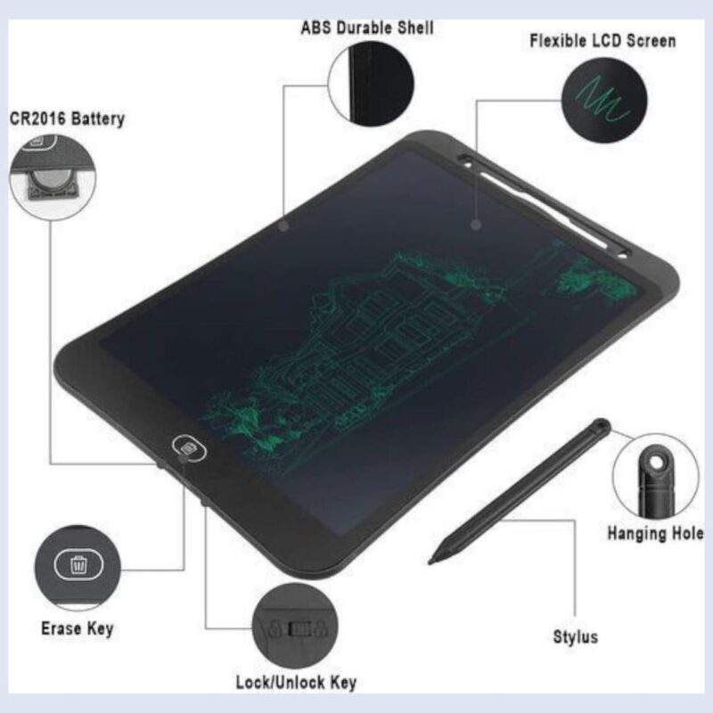 Pack Of 02 - LCD Writing Tablet for Kids – Digital Drawing Pad with Erasable Screen, Reusable Writing Board for Drawing, Doodling, and Learning (Random Color) - Image 5